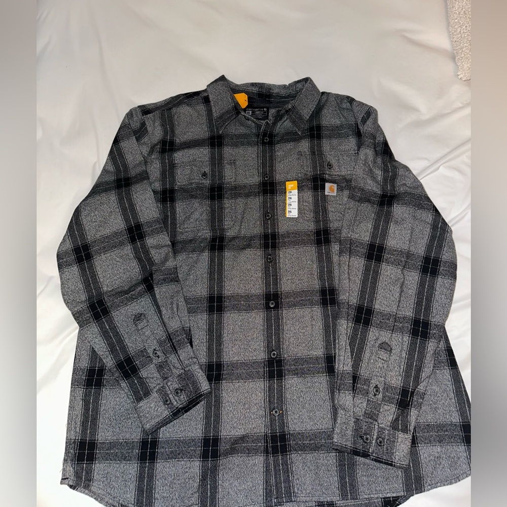 Carhartt Loose Fit Heavyweight Flannel Long-Sleeve Plaid Shirt